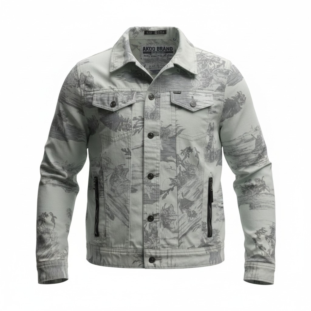 AKOO Gray / Cream Men's Trucker Jacket